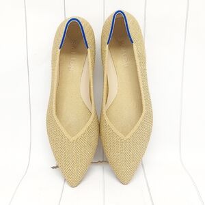 Rothy’s The Pointe II Flats, Ballet Flat, Pointed Toe - Gold Stripe 7.5